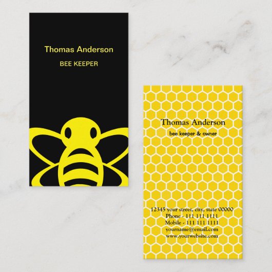 Carte De Visite Abeille Abeille Keeper (Devant / Derrière)