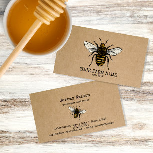 Carte De Visite Abeille Apiariste Ferme d'abeilles Honeycomb