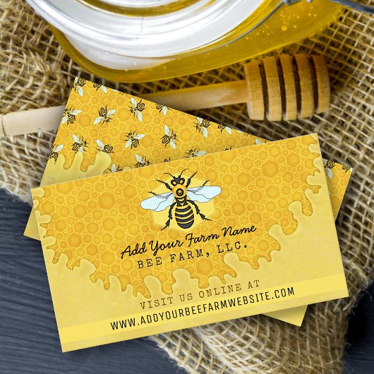 Carte De Visite Abeille Apiariste Ferme d'abeilles Honeycomb