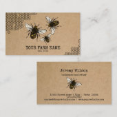 Carte De Visite Abeille Apiariste Ferme d'abeilles Honeycomb Bu (Devant / Derrière)