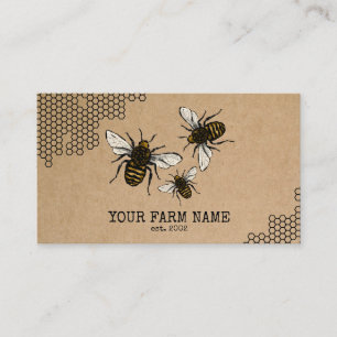 Carte De Visite Abeille Apiariste Ferme d'abeilles Honeycomb Bu