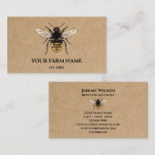 Carte De Visite Abeille Apiariste Ferme d'abeilles Honeycomb Sq (Devant / Derrière)