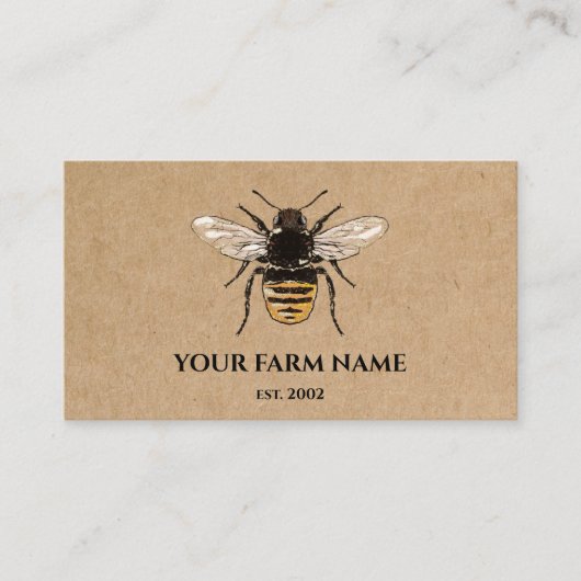 Carte De Visite Abeille Apiariste Ferme d'abeilles Honeycomb Sq (Devant)