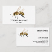 Carte De Visite Abeille Apiariste Ferme d'abeilles Honeycomb Sq (Devant / Derrière)