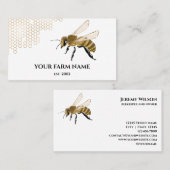 Carte De Visite Abeille Apiariste Ferme d'abeilles Honeycomb Sq (Devant / Derrière)