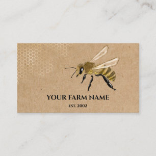 Carte De Visite Abeille Apiariste Ferme d'abeilles Honeycomb Sq