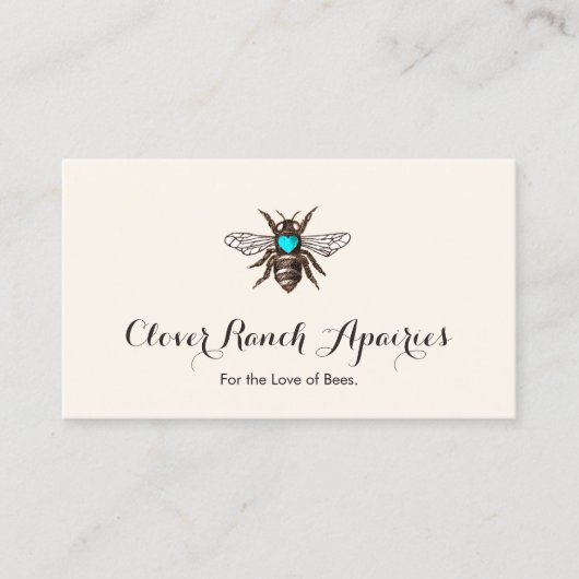 Carte De Visite Abeille d'apiculture avec le coeur bleu Apiary (Devant)