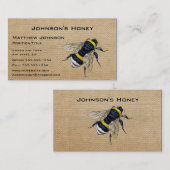 Carte De Visite Abeille de miel de toile de jute (Devant / Derrière)