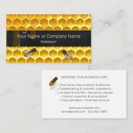 Carte De Visite Abeille de miel et abeilles apicoles Apiculture (Devant / Derrière)