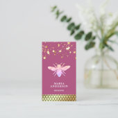 Carte De Visite Abeille de miel rose Confetti Gold (Debout devant)
