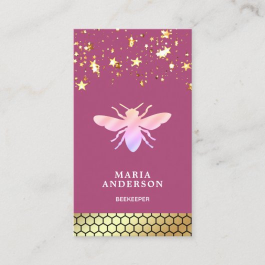 Carte De Visite Abeille de miel rose Confetti Gold (Devant)