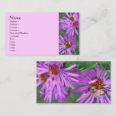 Carte De Visite Abeille De Miel Sur Fleur D'Aster Rose (Devant / Derrière)
