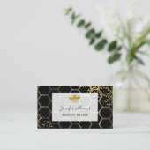 Carte De Visite abeille dorée sur FAUX or scintille Beehive noir (Debout devant)