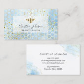 Carte De Visite abeille dorée sur parties scintillant FAUX bleu aq (Devant / Derrière)