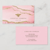 Carte De Visite abeille fausse parties scintillant sur agate arriè (Devant / Derrière)