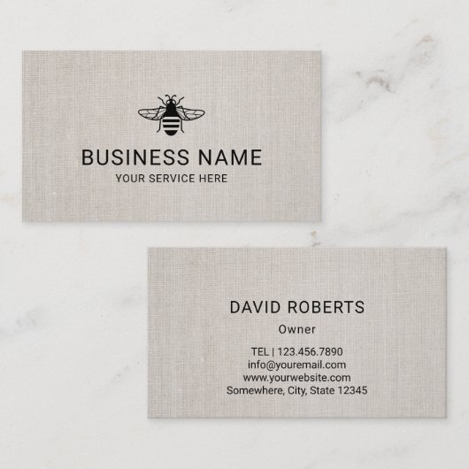 Carte De Visite Abeille Miel frais Apiary Elégant Linge (Devant / Derrière)