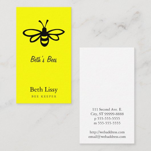 Carte De Visite Abeille [noir] (Devant / Derrière)
