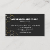 Carte De Visite Abeilles de Miel Moderne Gold Honeycomb Noir (Dos)