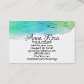 Carte De Visite Abrégé sur bleu Aqua d'aquarelle moderne simple de (Dos)