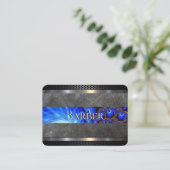 Carte De Visite Abrégé sur bleu de salon de coiffure (Debout devant)