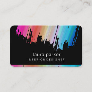 Carte De Visite Abrégé sur rose bleu éclaboussure d'aquarelle