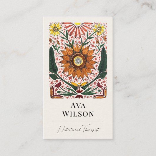 Carte De Visite Abstract Colorful Painted Botanicals with Photo  (Devant)