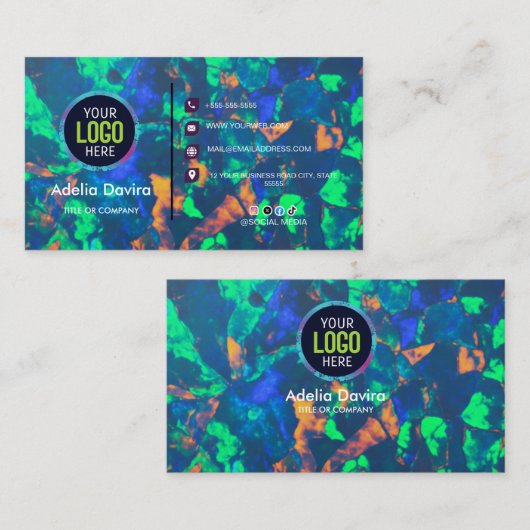 Carte De Visite Abstract Opal Gemstone Texture Business Card (Devant / Derrière)