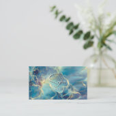 Carte De Visite Abstract Teal Moody Sky  (Debout devant)
