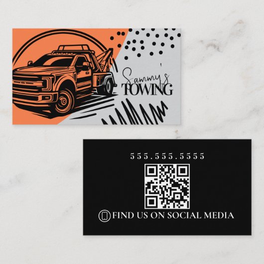 Carte De Visite Abstract Towing Services Logo QR Code (Devant / Derrière)