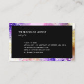 Carte De Visite Abstrait aquarelle chic rose violet artiste or (Dos)