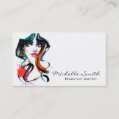 Carte De Visite Abstrait Aquarelle encre couleur femme maquillage (Devant)
