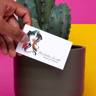 Carte De Visite Abstrait Aquarelle encre couleur femme maquillage 