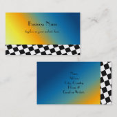 Carte De Visite Abstrait avec bordure À damiers noire et blanche (Devant / Derrière)