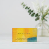 Carte de visite Abstrait bleu jaune moderne (Debout devant)