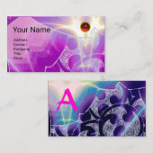 CARTE DE VISITE ABSTRAIT BLEU PURPLE ROSE VAGUES ROUGE RUBY MONOGR (Devant / Derrière)