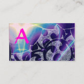 CARTE DE VISITE ABSTRAIT BLEU PURPLE ROSE VAGUES ROUGE RUBY MONOGR (Dos)