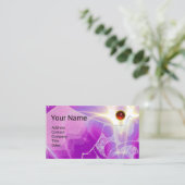 CARTE DE VISITE ABSTRAIT BLEU PURPLE ROSE VAGUES ROUGE RUBY MONOGR (Debout devant)