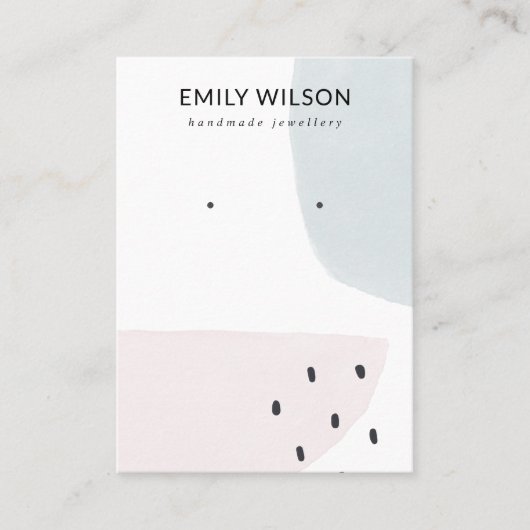 CARTE DE VISITE ABSTRAIT BLUSH DUSKY BLUE STUD EARRING AFFICHAGE (Devant)