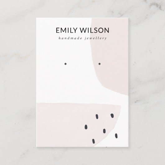 CARTE DE VISITE ABSTRAIT BLUSH DUSKY PINK STUD EARRING AFFICHAGE (Devant)