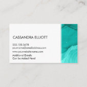 Carte De Visite Abstrait Bold Turquoise Unique Encre d'alcool Liqu (Dos)
