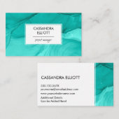 Carte De Visite Abstrait Bold Turquoise Unique Encre d'alcool Liqu (Devant / Derrière)