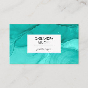 Carte De Visite Abstrait Bold Turquoise Unique Encre d'alcool Liqu