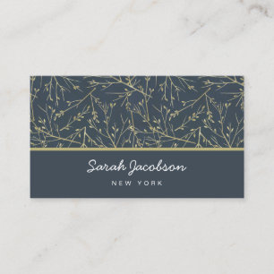 Carte De Visite Abstrait Branches Gris Bleu Or