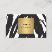 Carte De Visite Abstrait Brosse noire avec logo Gold Name (Devant)
