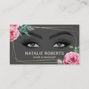 Carte De Visite Abstrait cadre floral noir beauté maquillage chev