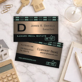 Carte De Visite Abstrait Cuivre Vert Luxe Motif d'Art Métallique