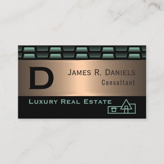 Carte De Visite Abstrait Cuivre Vert Luxe Motif d'Art Métallique (Devant)