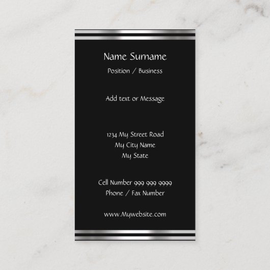 Carte De Visite Abstrait d'argent noir blanc (Dos)