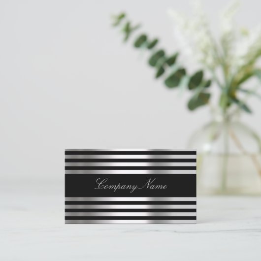 Carte De Visite Abstrait d'argent noir blanc (Debout devant)