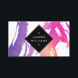 Carte de visite Abstrait de contours d'aquarelle<br><div class="desc">Ce design pointu présente un arrière - plan accrocheur d'aquarelle peinte violet et rose avec une plaque en diamant noir sur laquelle porte votre nom ou nom d'entreprise. © 1201AM CREATIVE</div>